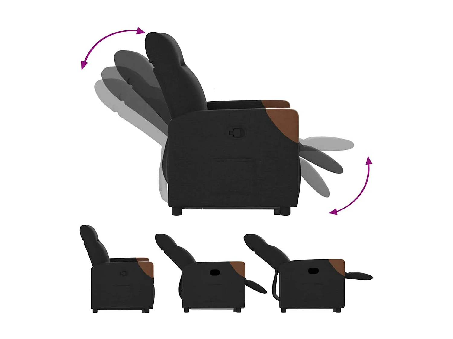 Sillón de relax | Silla | Sillón reclinable elevable tela negro SHL9388