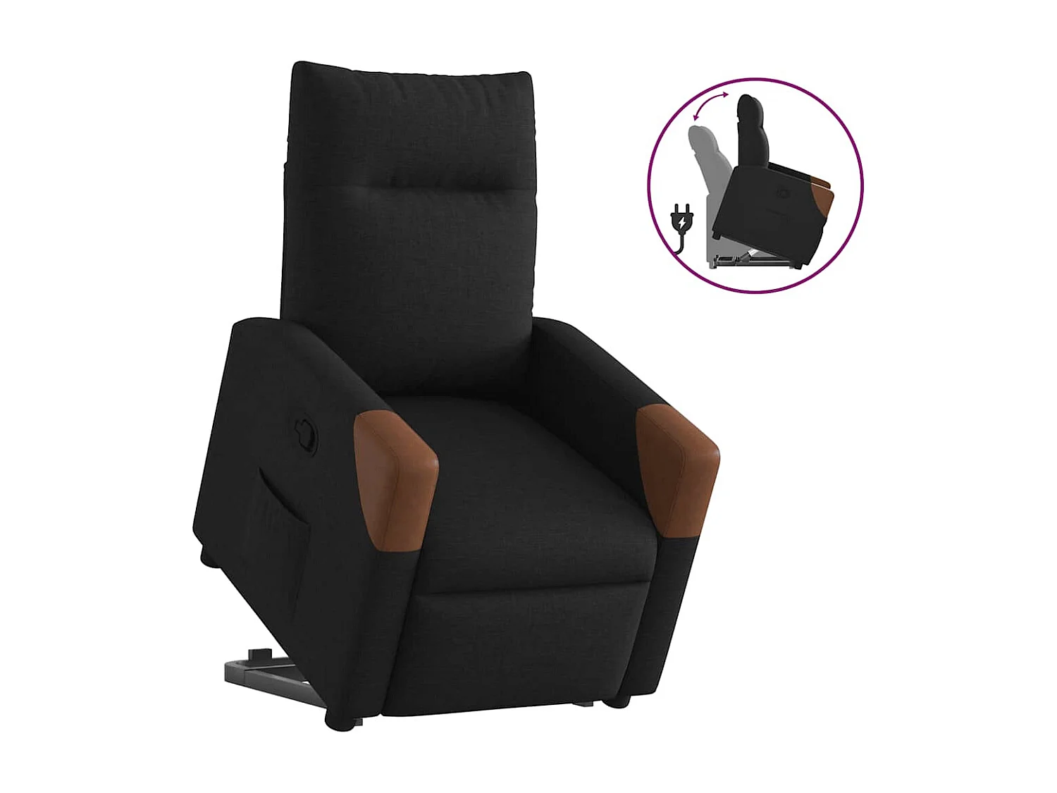 Relaxsessel | Lounge Sessel für Wohnzimmer mit Aufstehhilfe Schwarz Stoff SHL41182