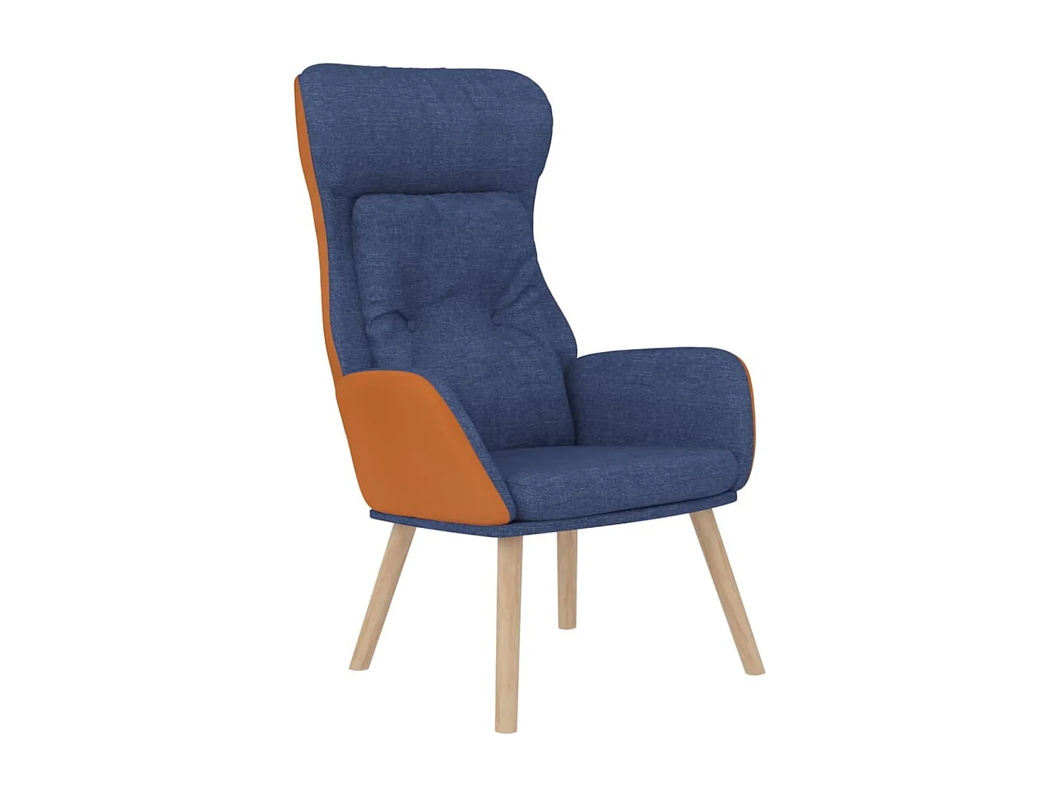 Fauteuil de relaxation Scandinave avec repose-pied Bleu Similicuir et tissu SHL1372