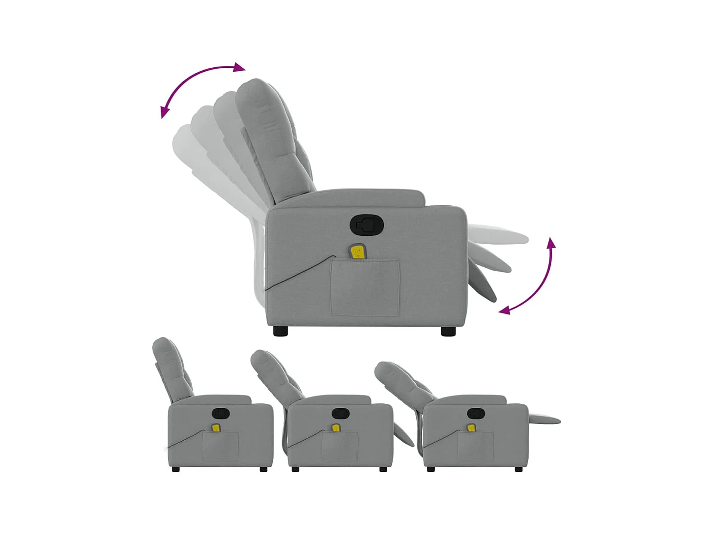 Fauteuil inclinable-Chaise de relax-Fauteuil de Massage gris clair tissu SHL3284