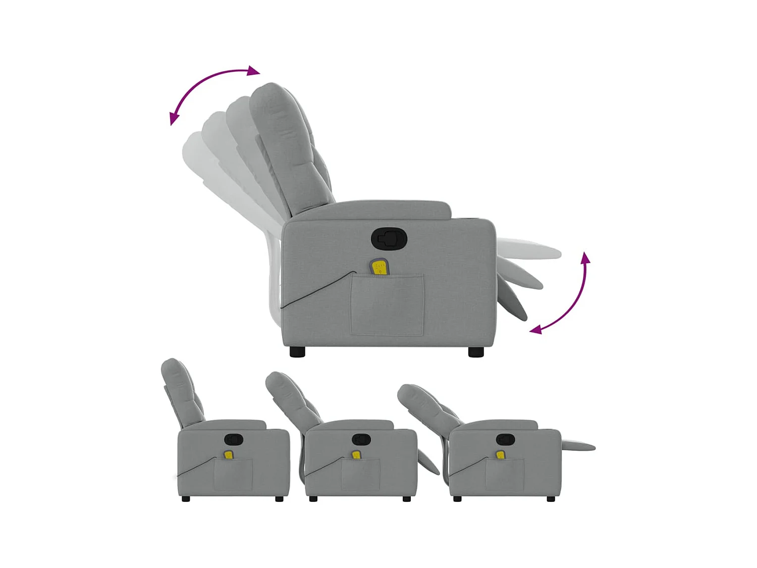 Fauteuil inclinable-Chaise de relax-Fauteuil de Massage gris clair tissu SHL3284