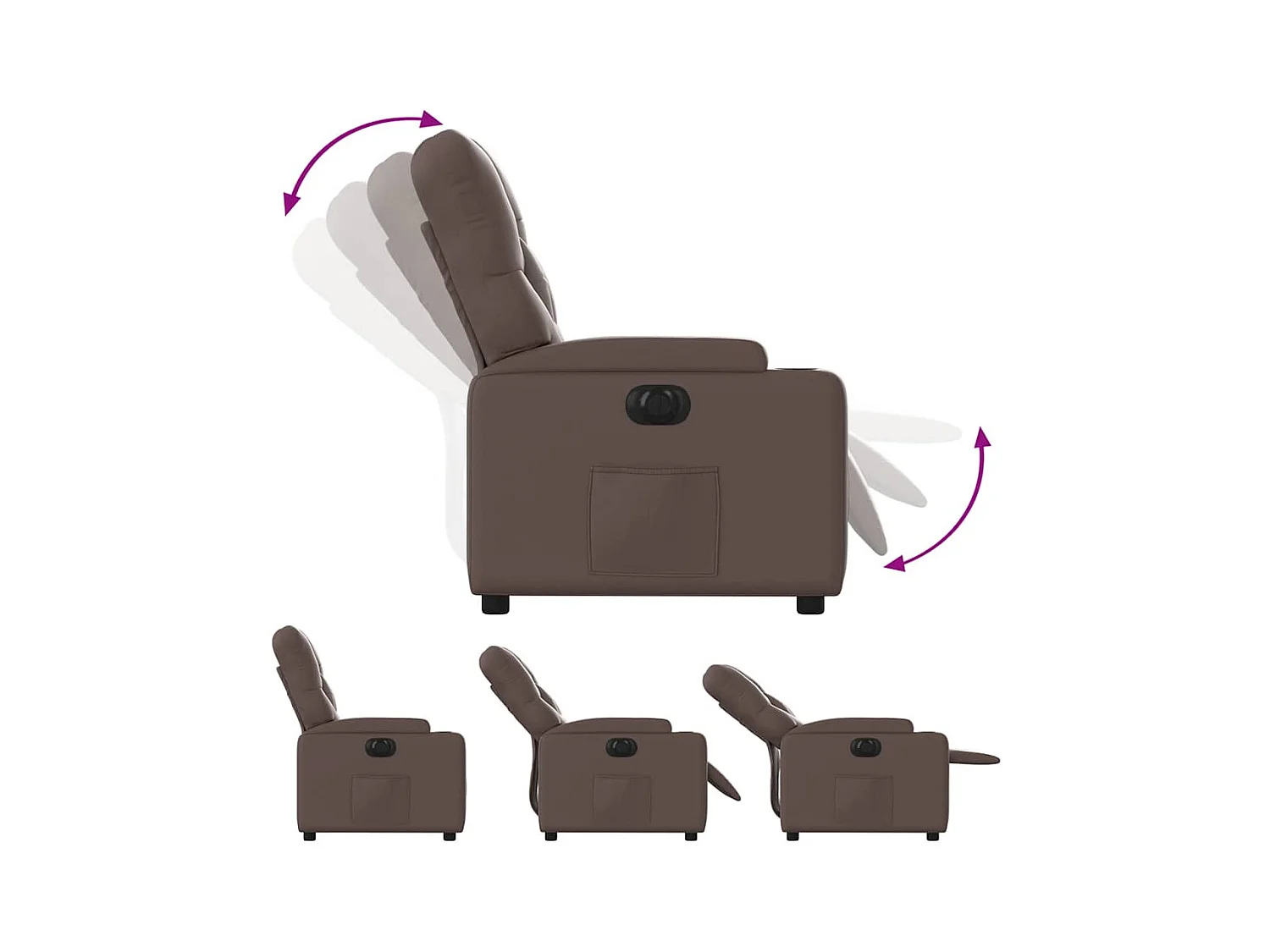 Sillón de relax | Silla | Sillón reclinable eléctrico de cuero sintético marrón SHL5949