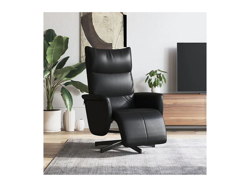 Sillón de relax | Sillón reclinable con reposapiés cuero sintético negro SHL6243