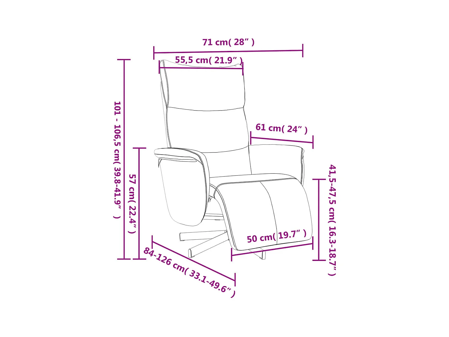 Sillón de relax | Sillón reclinable con reposapiés cuero sintético negro SHL6243