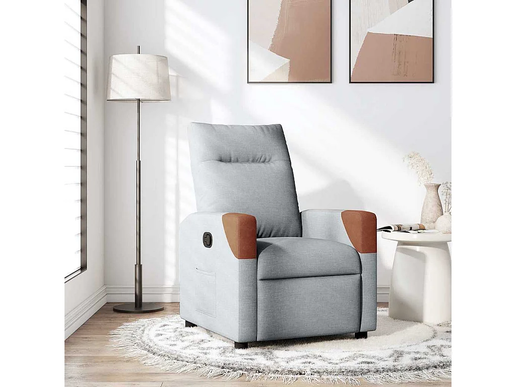 Poltrona Reclinável | Poltrona Confortável Relax tecido cinzento-claro SHL471449