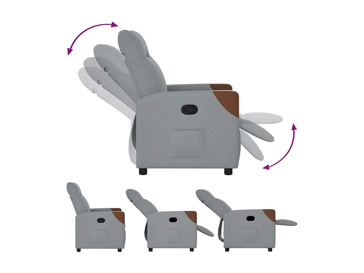 Poltrona Reclinável | Poltrona Confortável Relax tecido cinzento-claro SHL471449