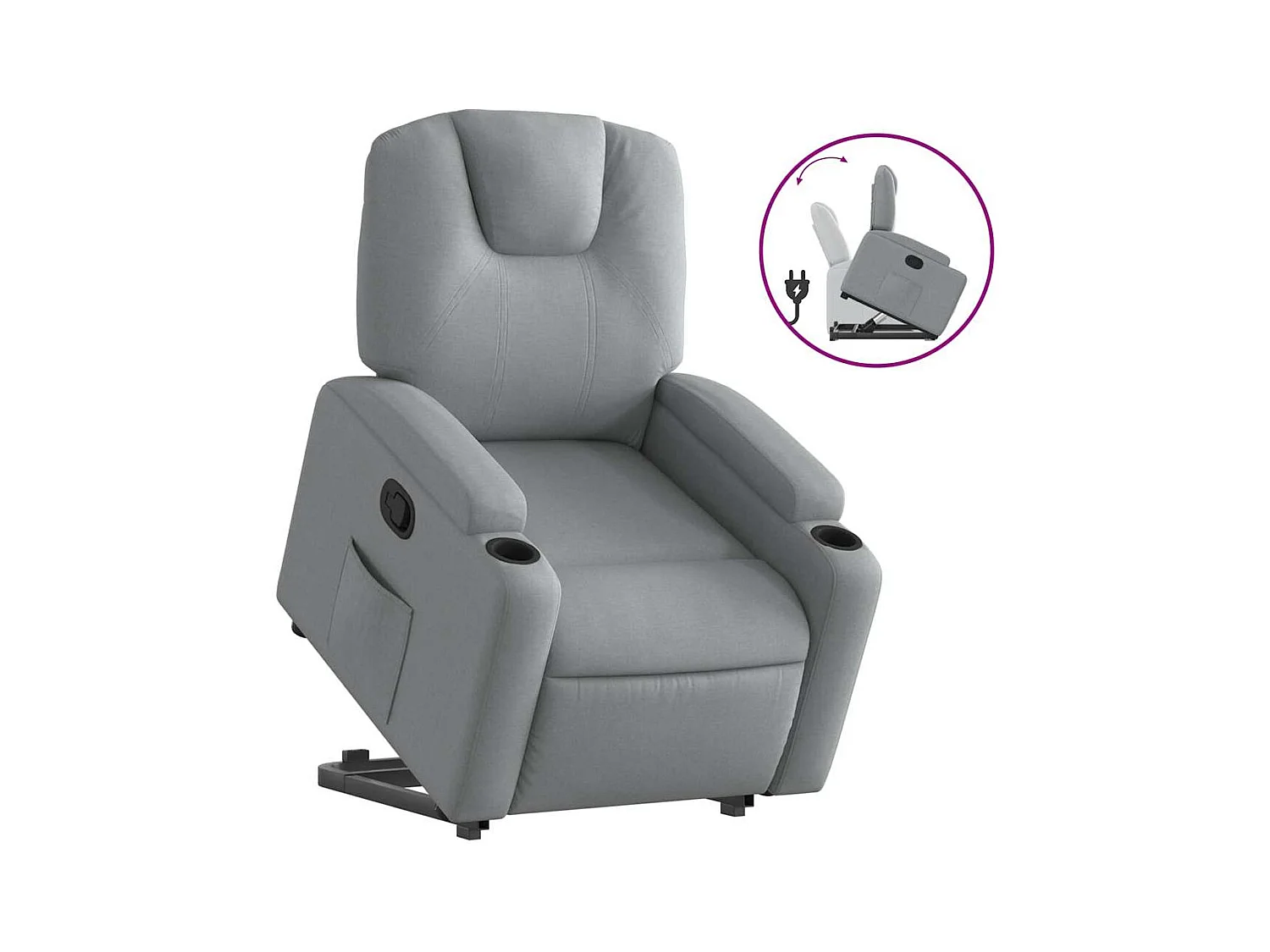 Sillón de relax | Silla | Sillón reclinable elevable de tela gris claro SHL2751