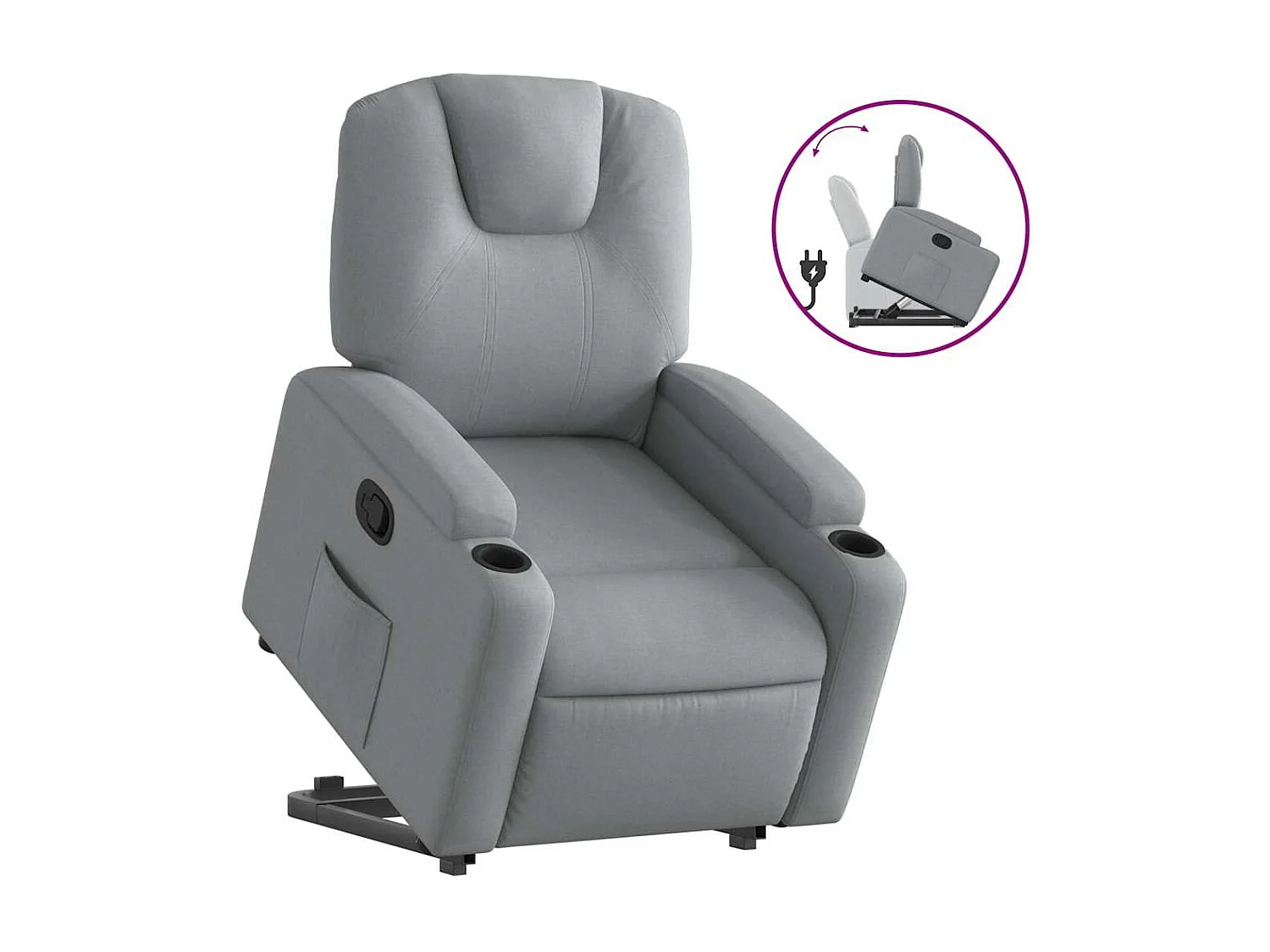Fauteuil inclinable-Chaise de relax-Fauteuil TV Gris clair Tissu SHL5054