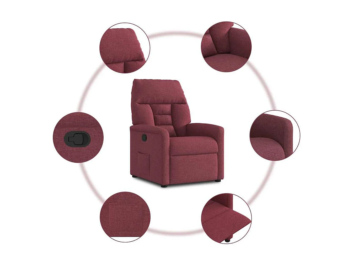 Sillón de relax | Silla | Sillón reclinable de tela rojo tinto SHL7033