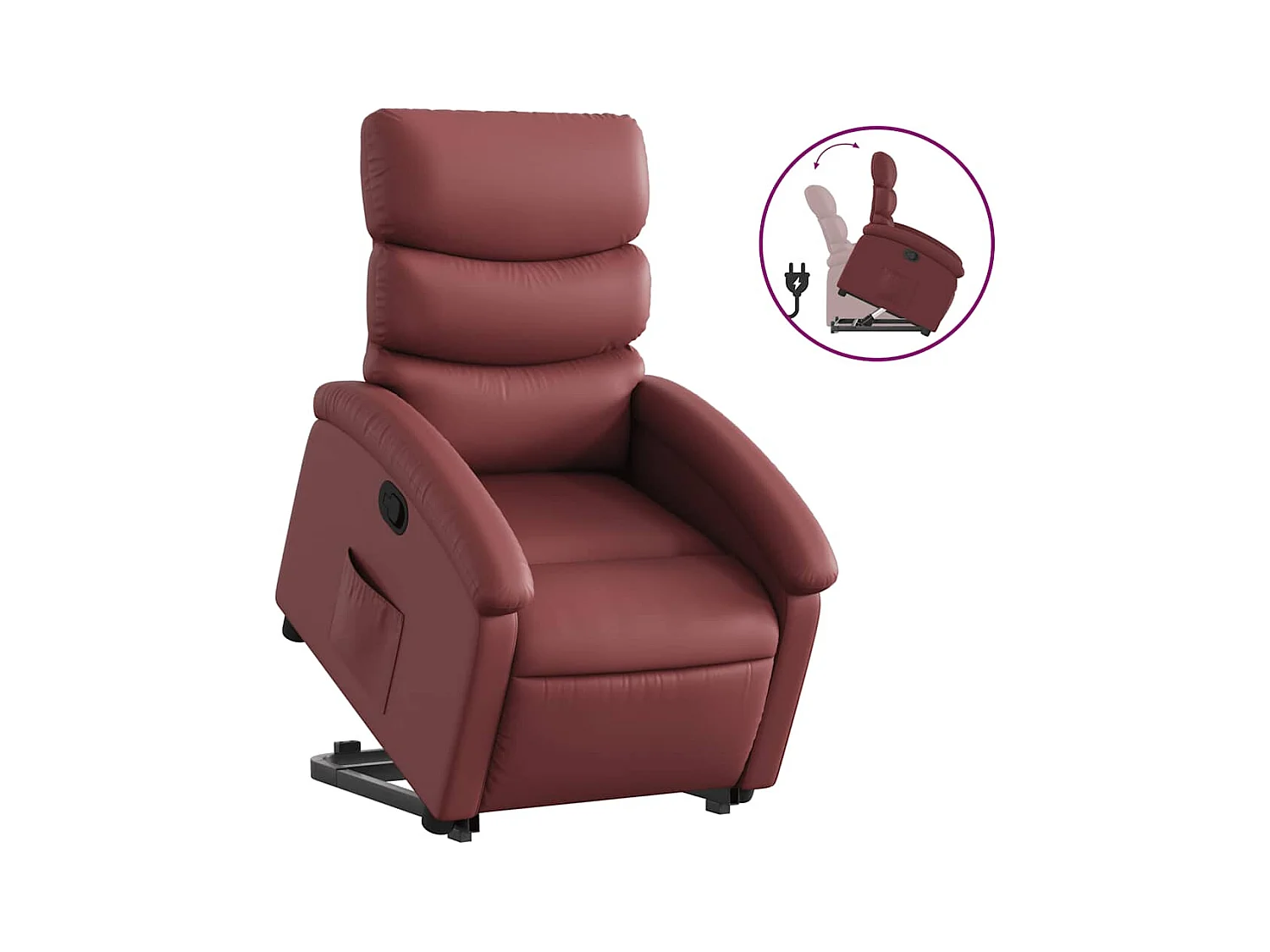 Fauteuil inclinable-Chaise de relax-Fauteuil salon Rouge bordeaux Similicuir SHL5091