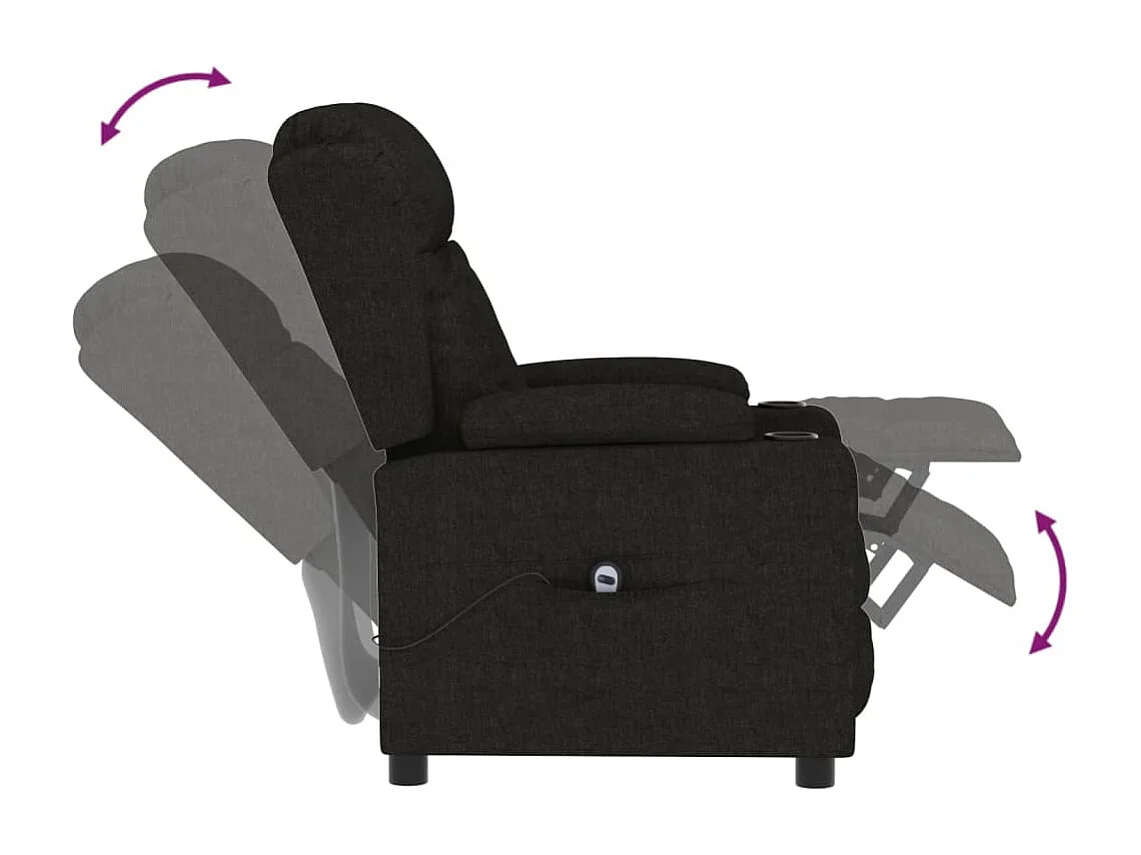 Relaxsessel Elektrisch | Lounge Sessel indoor Schwarz Stoff SHL27146