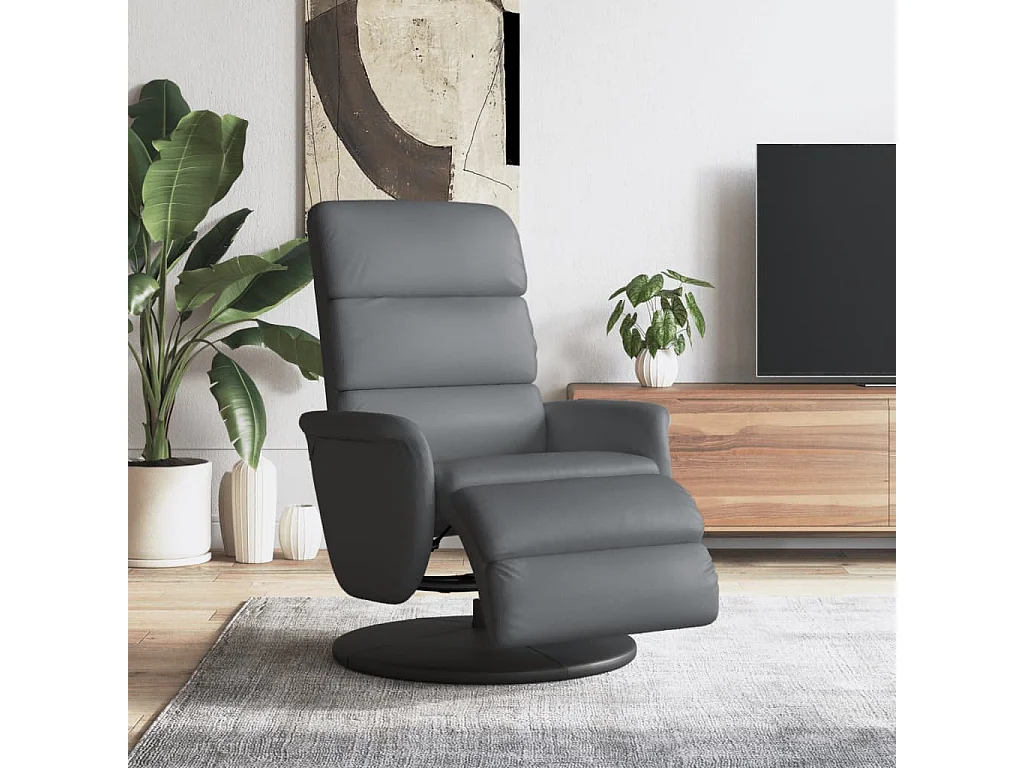 Relaxstoel | Fauteuil | Bureaustoel verstelbaar met voetensteun kunstleer grijs