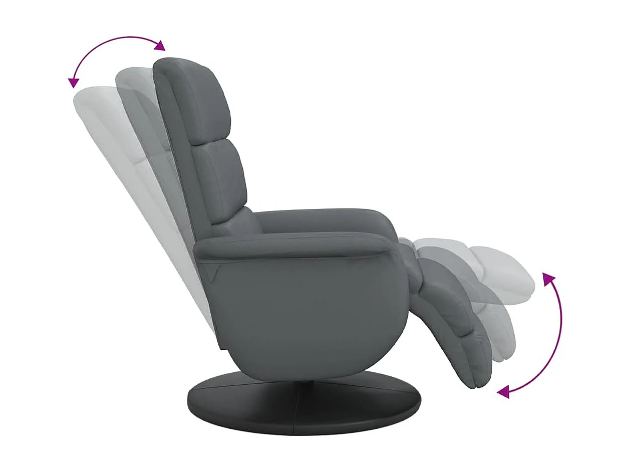 Relaxstoel | Fauteuil | Bureaustoel verstelbaar met voetensteun kunstleer grijs