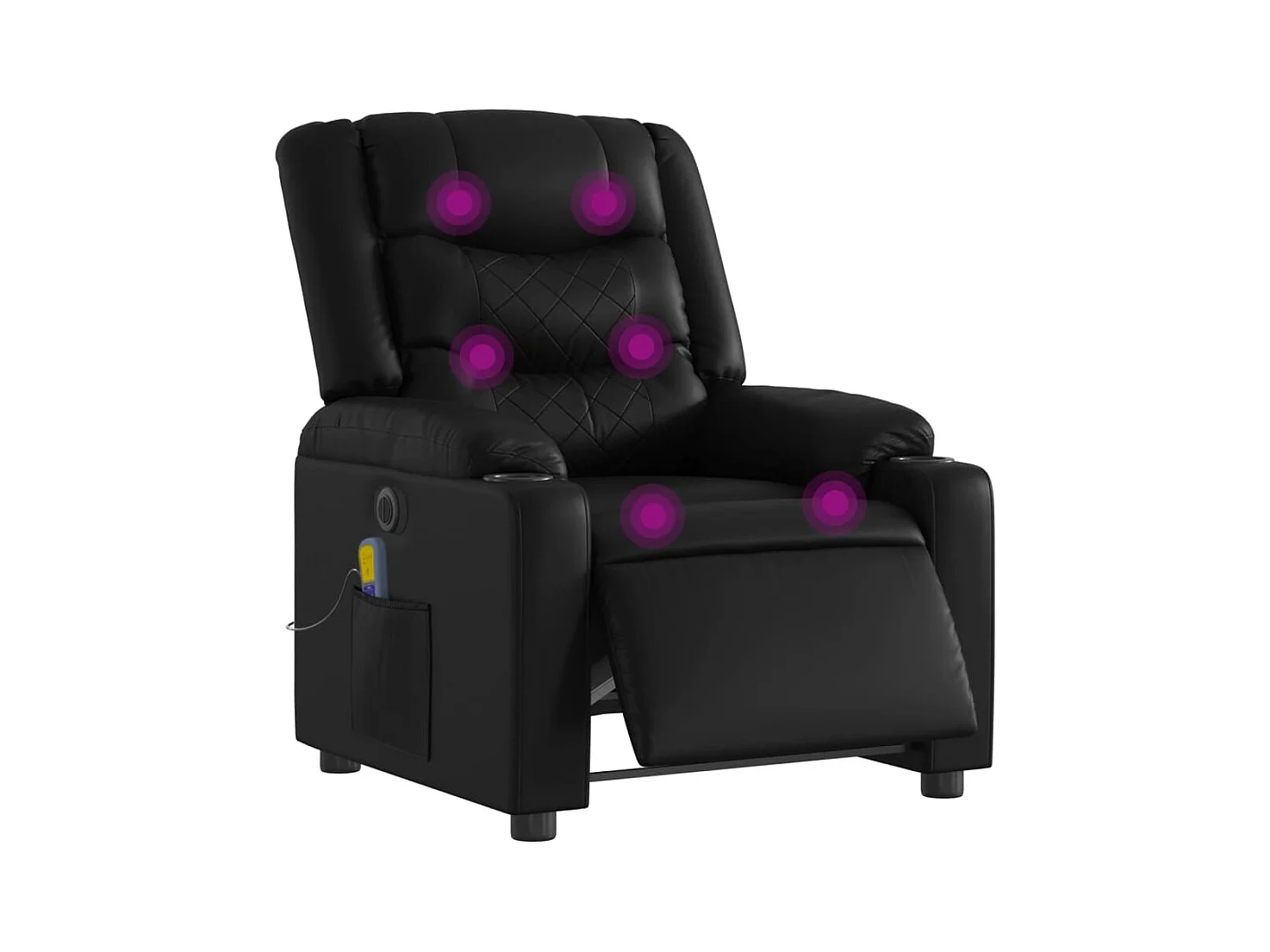 Poltrona massagens reclinável elétrica couro artificial preto SHL129342