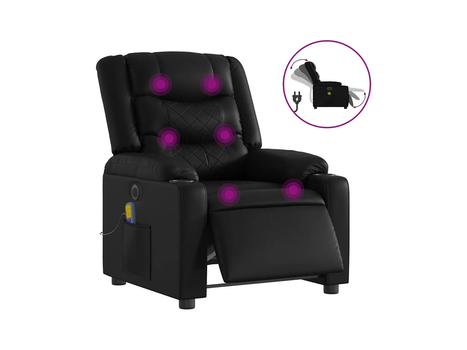 Fauteuil inclinable électrique-Fauteuil de massage de Salon noir similicuir SHL2181