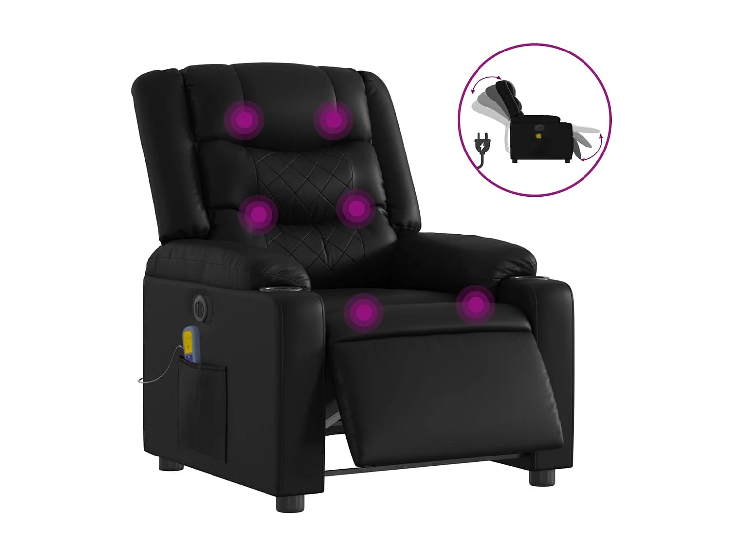 Massagesessel Elektrisch | Relaxsessel indoor Schwarz Kunstleder SHL69559