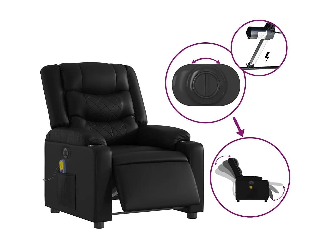 Massagesessel Elektrisch | Relaxsessel indoor Schwarz Kunstleder SHL69559