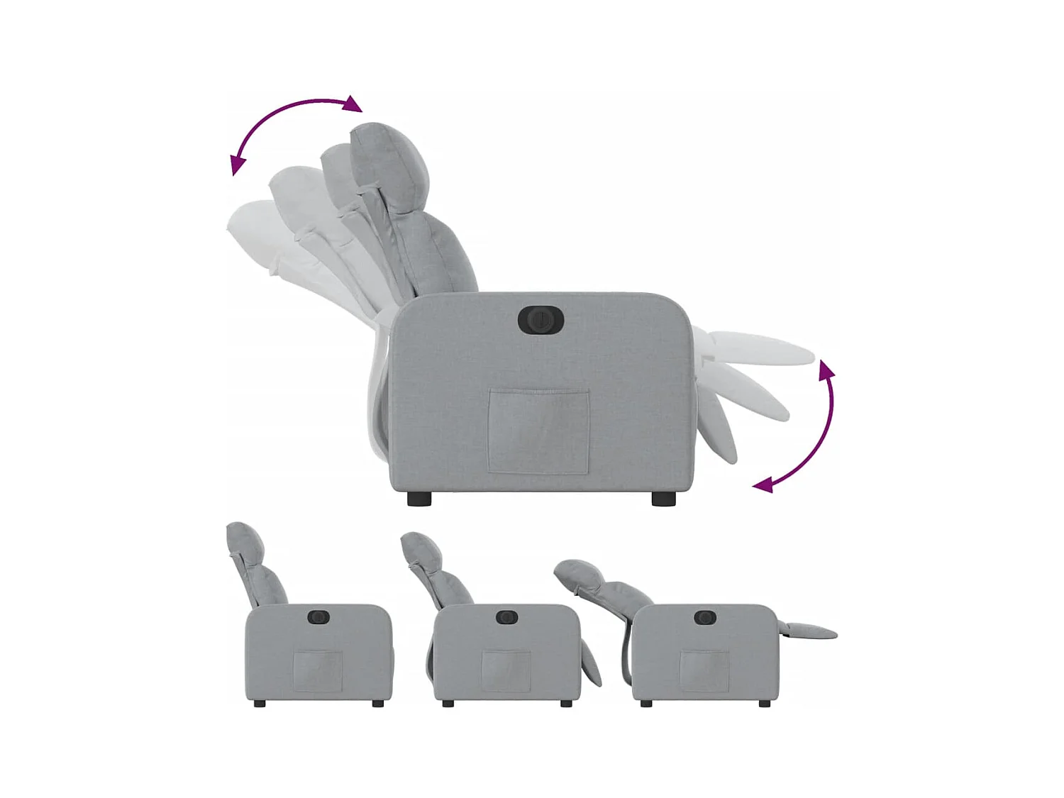 Sillón de relax | Silla | Sillón reclinable eléctrico tela gris claro SHL9875