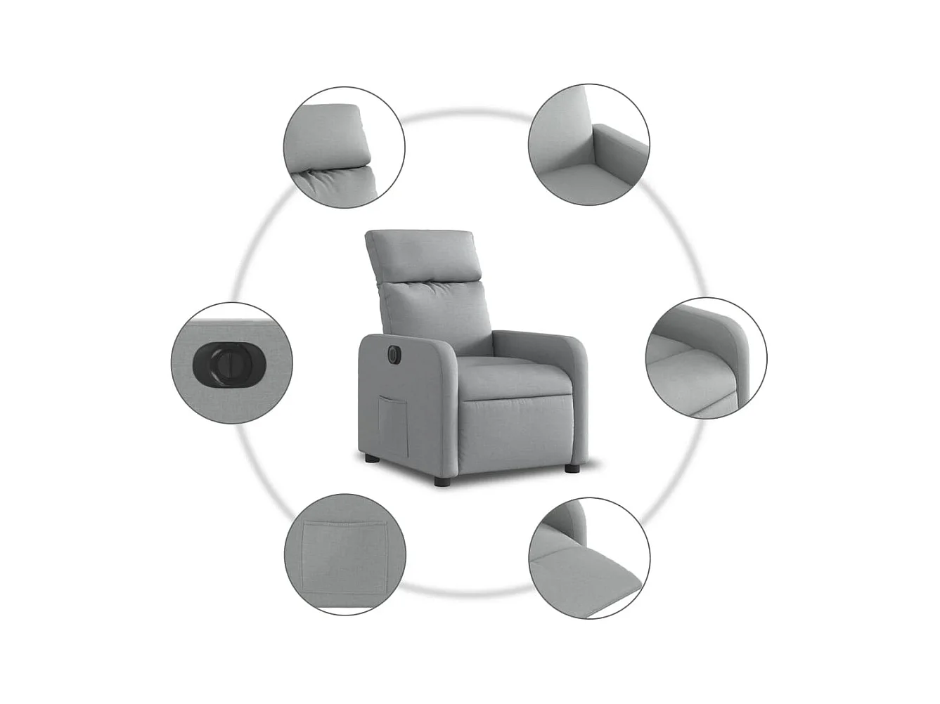 Sillón de relax | Silla | Sillón reclinable eléctrico tela gris claro SHL9875