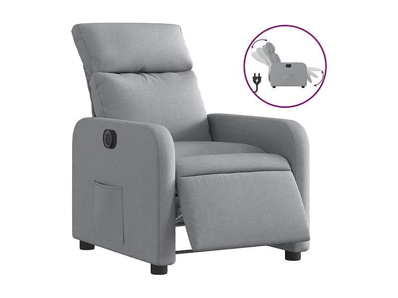 Relaxsessel Elektrisch | Lounge Sessel indoor Hellgrau Stoff SHL25555