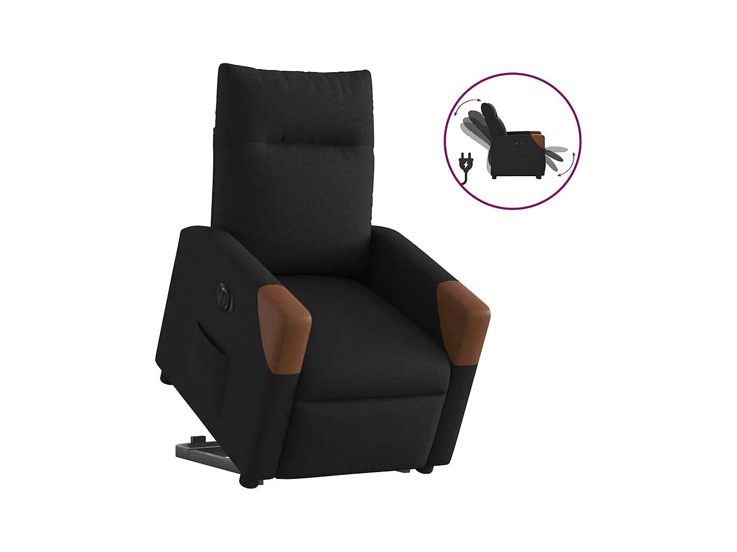 Silla de relax | Sillón eléctrico reclinable elevable de tela negro SHL6949