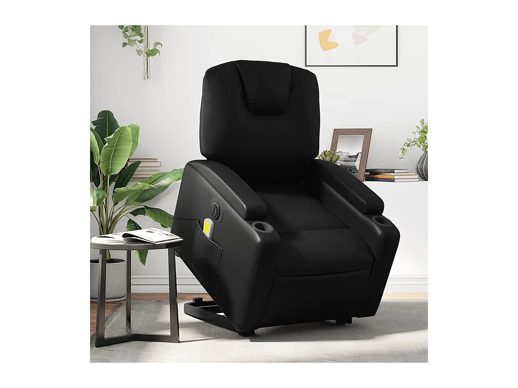 Sillón de salón | Silla | Sillón de masaje elevable eléctrico cuero sintético negro SHL3896