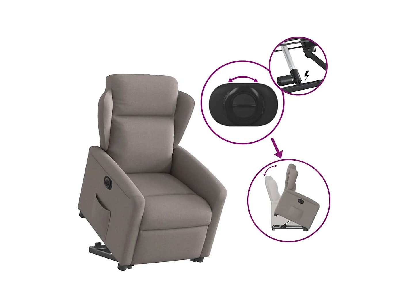 Fauteuil inclinable électrique-Chaise de relax-Fauteuil TV taupe tissu SHL1299