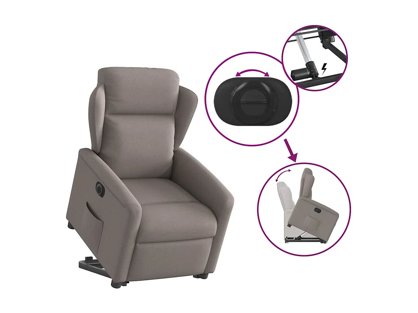 Fauteuil inclinable électrique-Chaise de relax-Fauteuil TV taupe tissu SHL1299