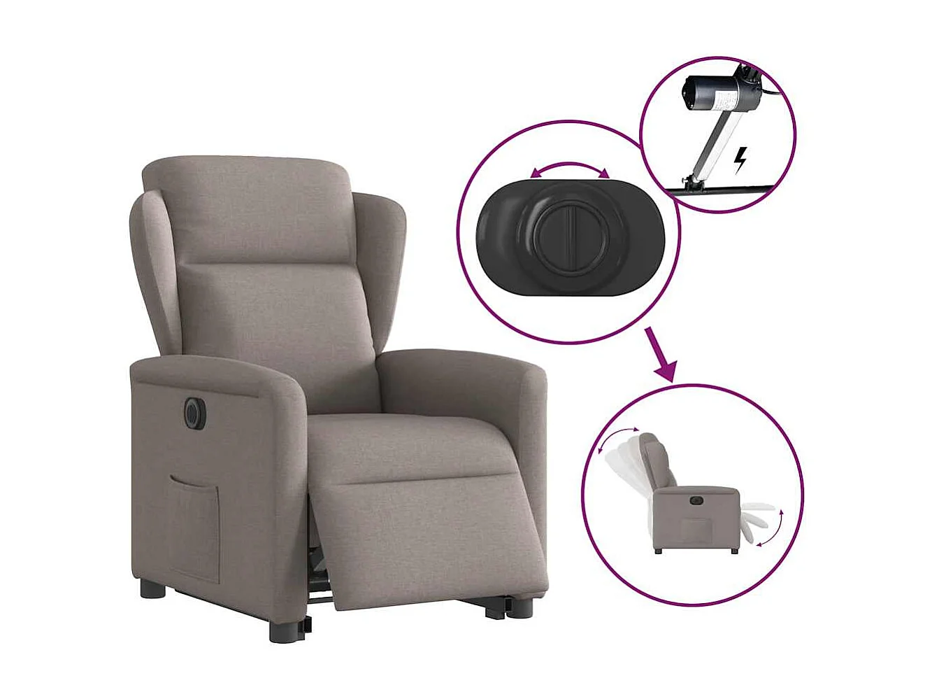 Fauteuil inclinable électrique-Chaise de relax-Fauteuil TV taupe tissu SHL1299
