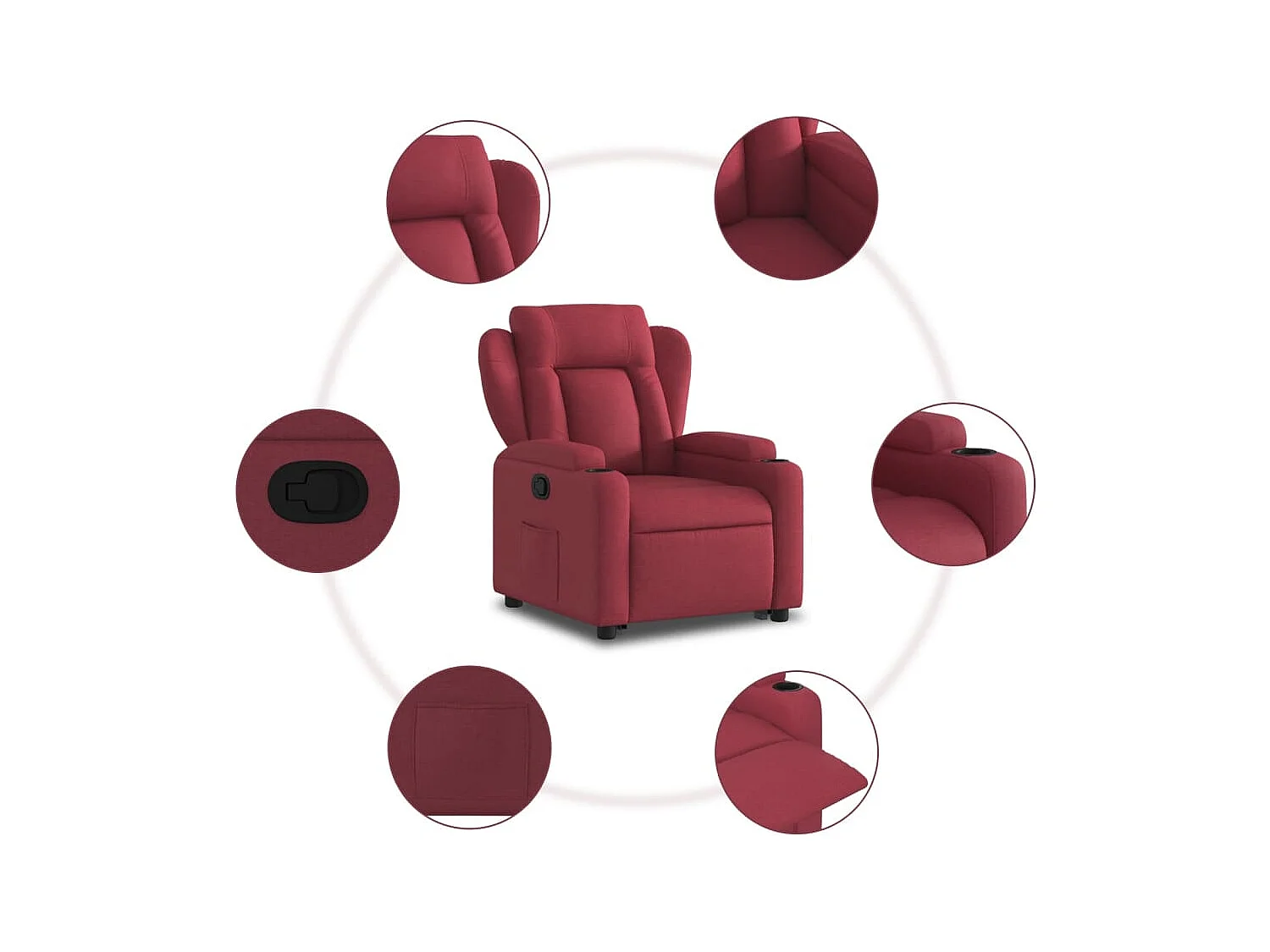 Sillón de relax | Silla | Sillón reclinable elevable tela rojo tinto SHL3562