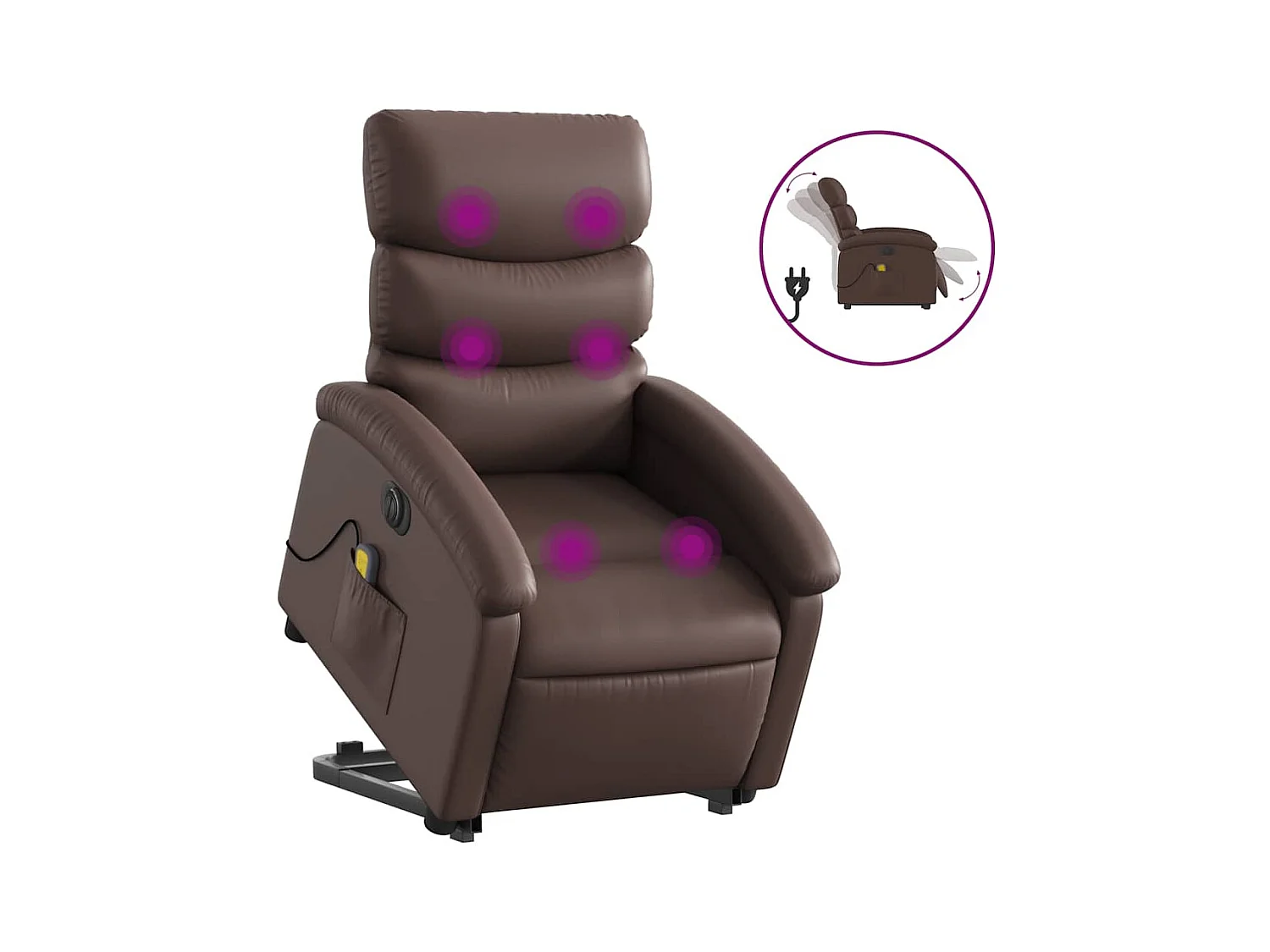 Fauteuil inclinable électrique-Chaise-Fauteuil de Massage marron similicuir SHL2238