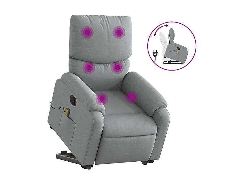 Fauteuil inclinable-Chaise de relax-Fauteuil de Massage Gris clair Tissu SHL973
