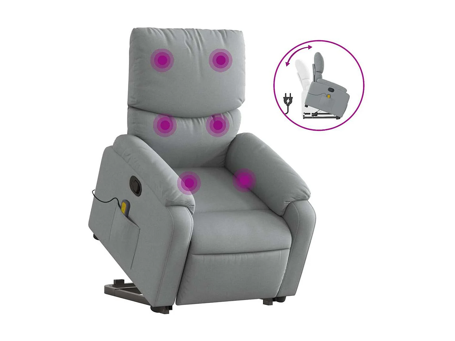 Fauteuil inclinable-Chaise de relax-Fauteuil de Massage Gris clair Tissu SHL973