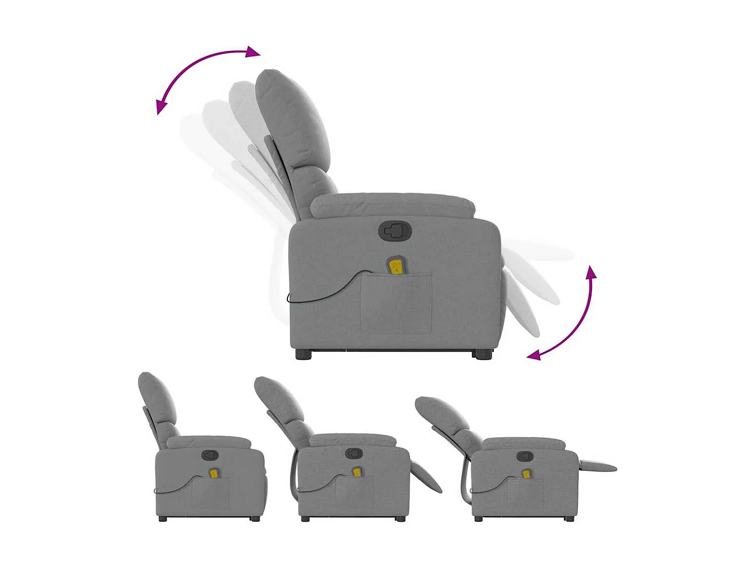 Fauteuil inclinable-Chaise de relax-Fauteuil de Massage Gris clair Tissu SHL973