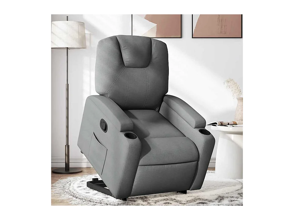 Sillón de relax | Silla | Sillón reclinable elevable de tela gris oscuro SHL4057