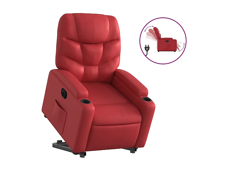 Silla de relax | Sillón elevable eléctrico cuero artificial rojo SHL5341