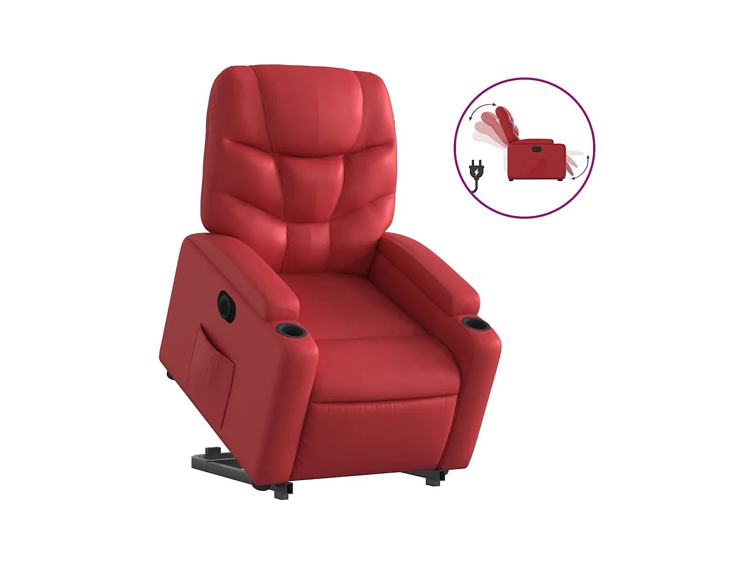 Silla de relax | Sillón elevable eléctrico cuero artificial rojo SHL5341