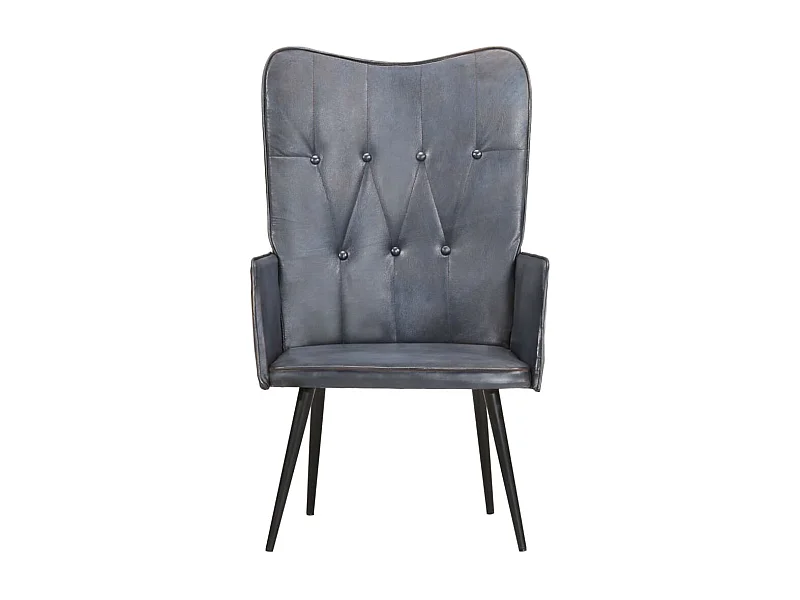 Sillón de salón | Silla | Sillón orejero de cuero auténtico gris SHL8260