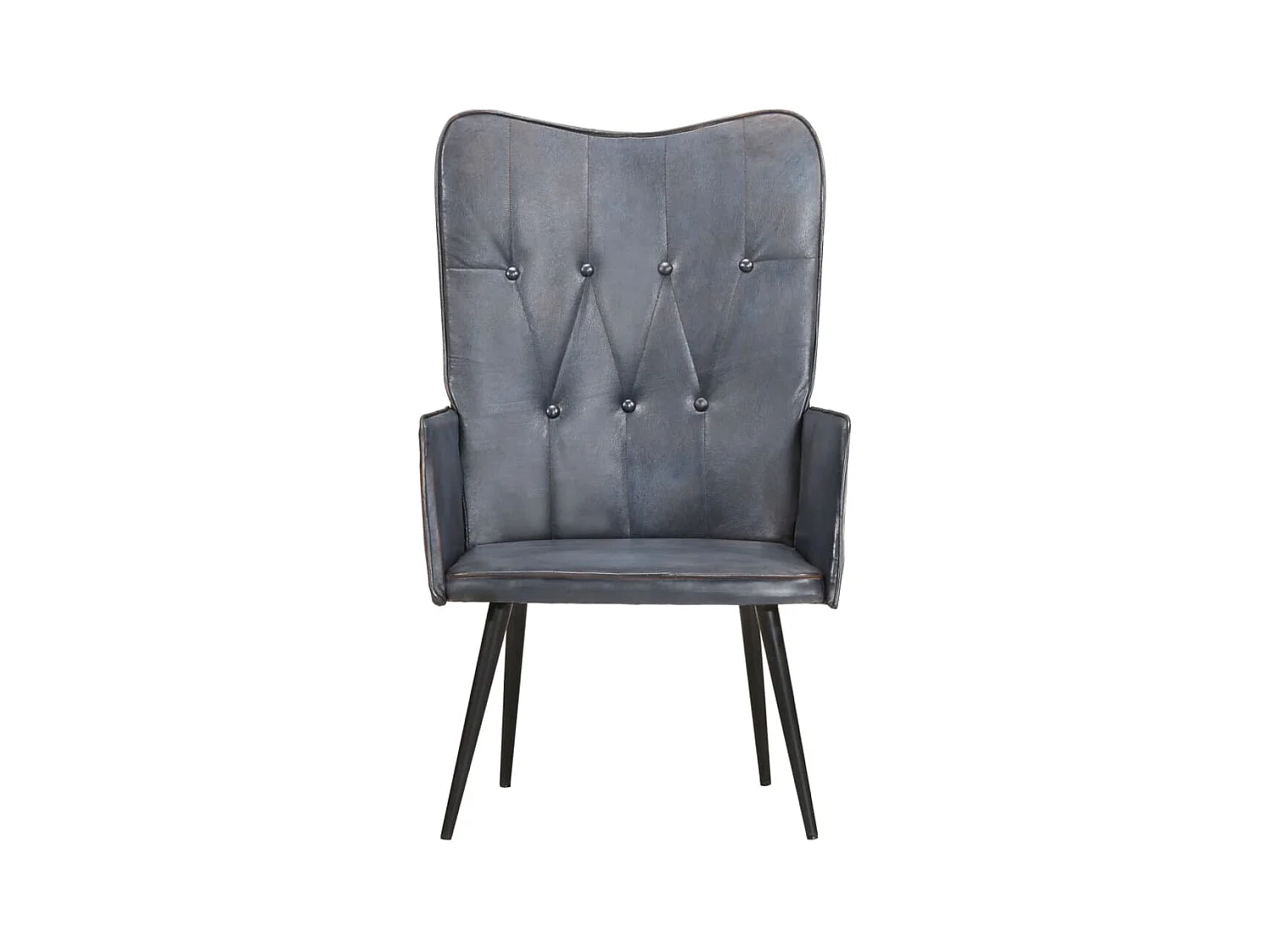 Sillón de salón | Silla | Sillón orejero de cuero auténtico gris SHL8260