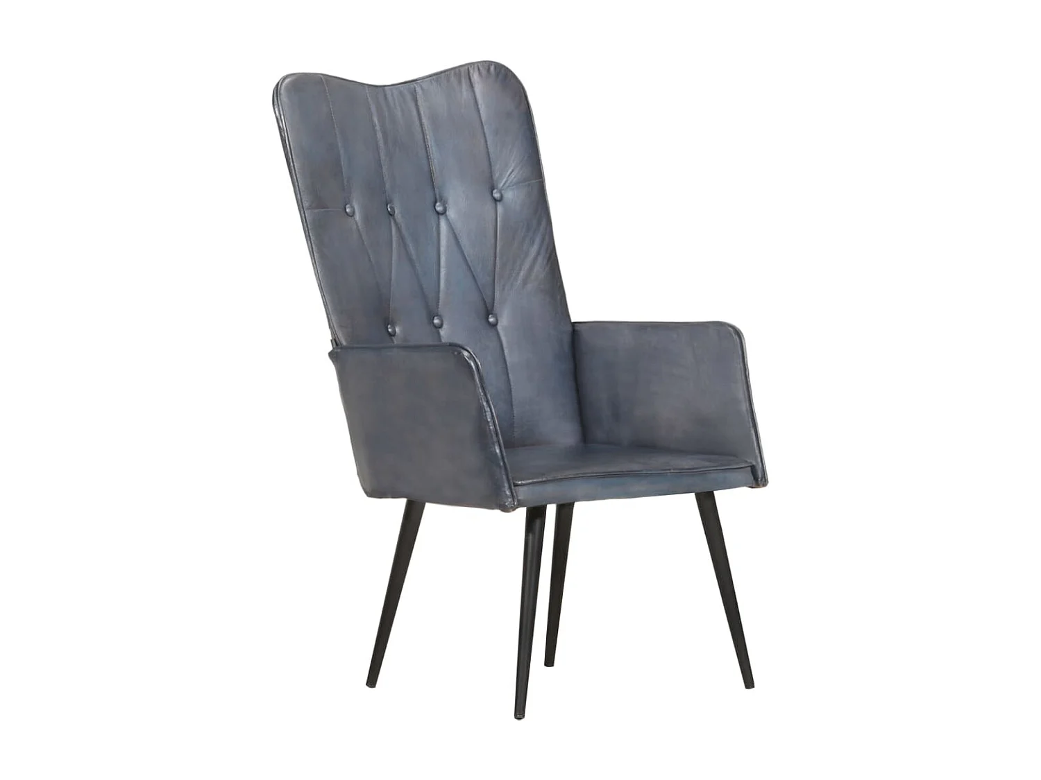 Sillón de salón | Silla | Sillón orejero de cuero auténtico gris SHL8260