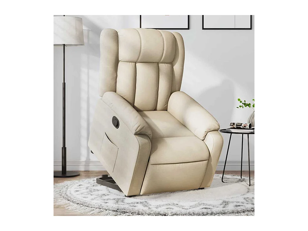 Fauteuil inclinable-Chaise de relax-Fauteuil salon Crème Tissu SHL1428