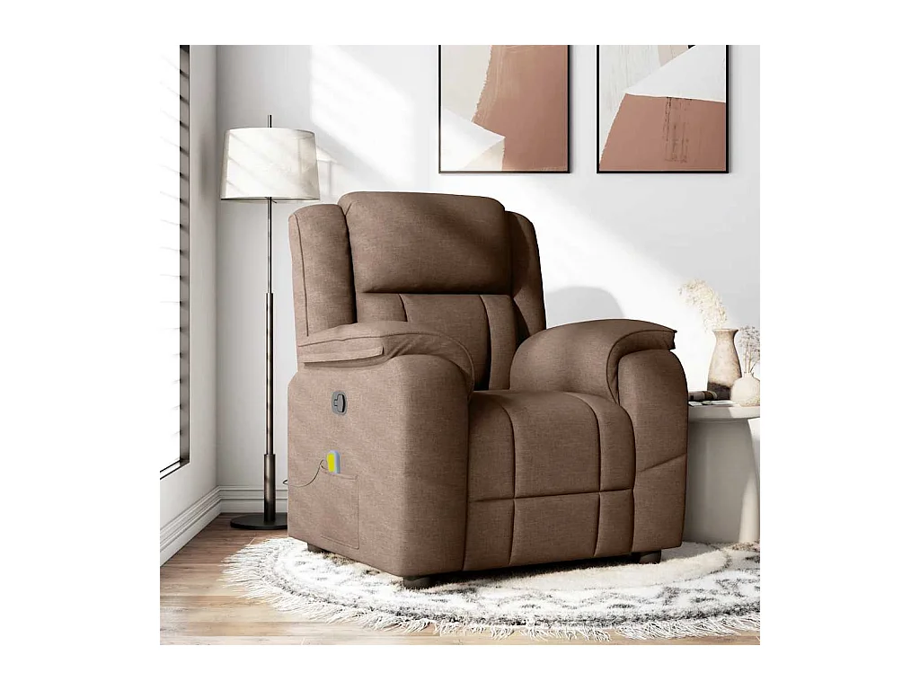 Sillón de relax | Sillón reclinable con masaje de tela marrón SHL2470