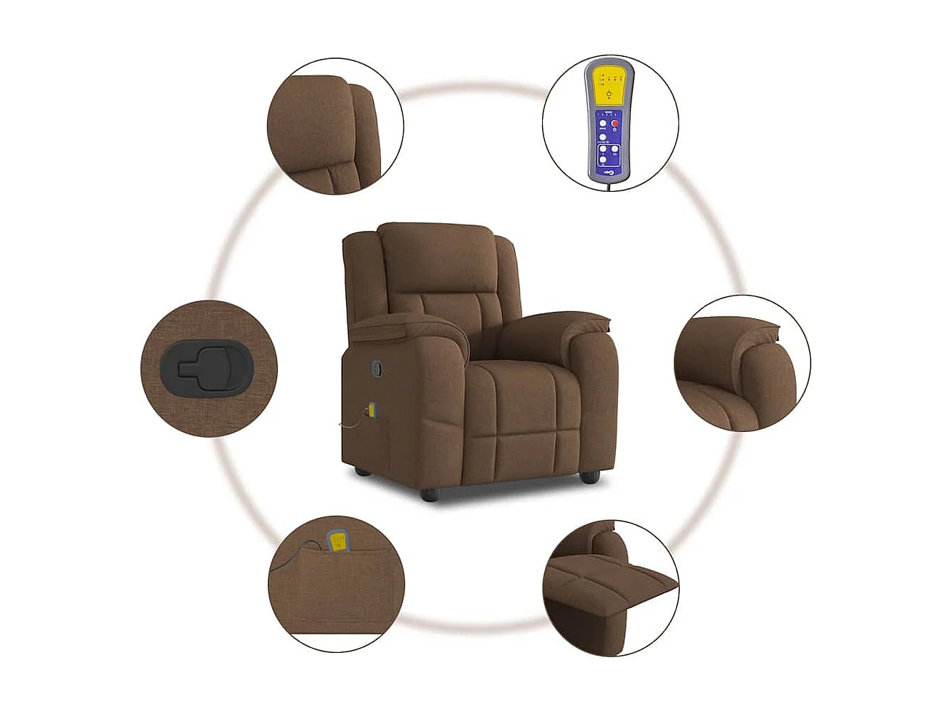 Poltrona de massagens reclinável tecido castanho SHL259639