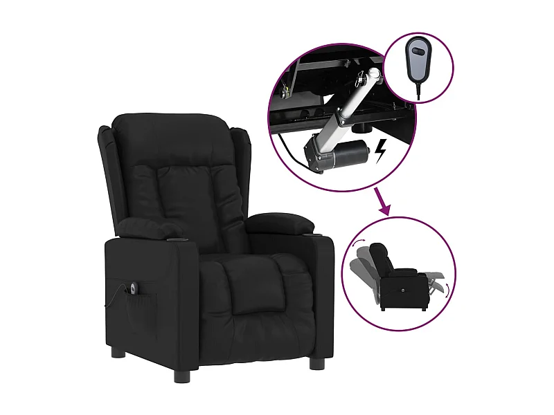 Fauteuil inclinable électrique-Chaise de relax-Fauteuil salon Noir Similicuir SHL1429
