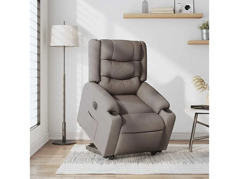 Silla de relax | Sillón eléctrico reclinable elevable de tela gris taupe SHL2288