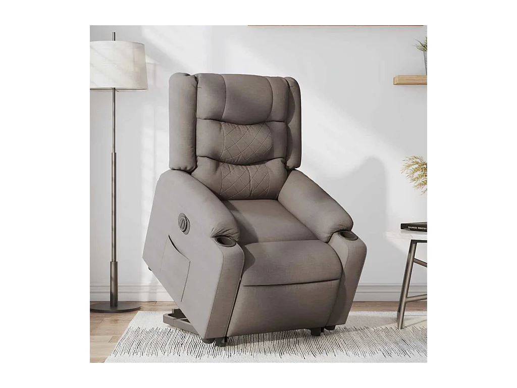 Silla de relax | Sillón eléctrico reclinable elevable de tela gris taupe SHL2288