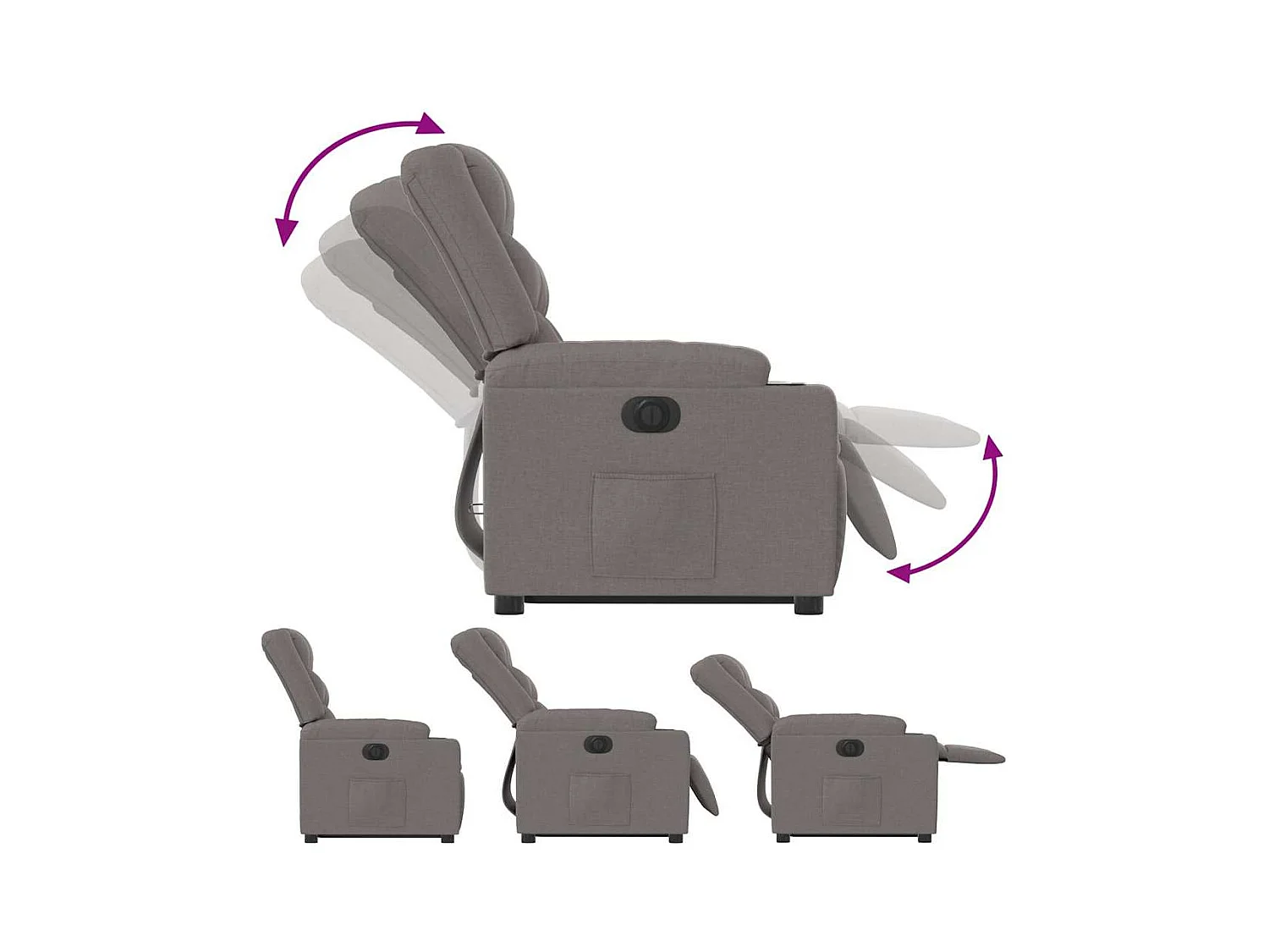 Silla de relax | Sillón eléctrico reclinable elevable de tela gris taupe SHL2288