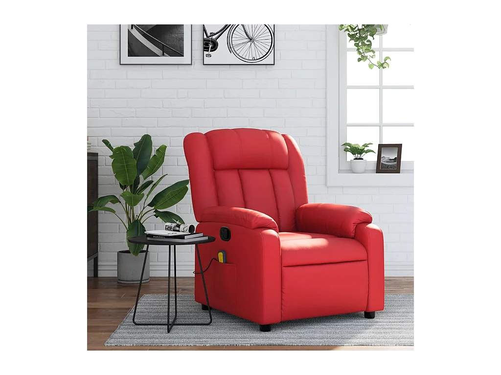 Sillón de salón | Silla | Sillón de masaje reclinable cuero sintético rojo SHL9877