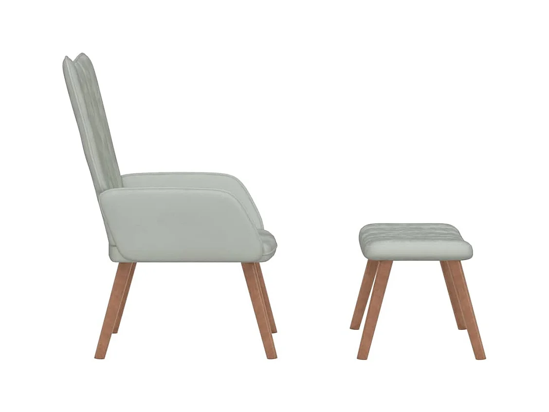 Sillón de relax | Silla de relax con taburete de terciopelo gris claro SHL6777