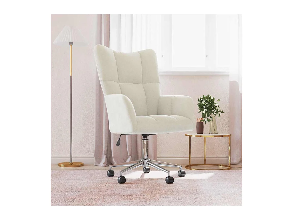 Sillón de relax | Silla de relax de terciopelo color blanco crema SHL2889